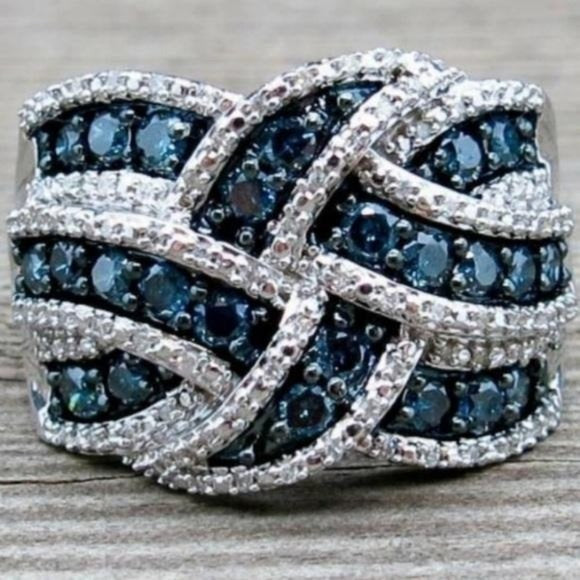 Sapphire Glow Sterling Silver Diamond Ring