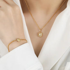 Luxe Necklace and bracelet -Stainless Steel, 18K Gold Plated