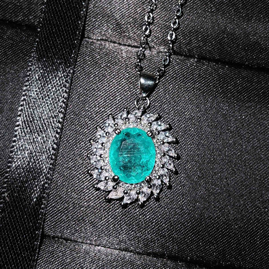 Sunflower Blue Silver Charm Necklace