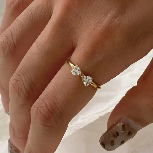 Bow Stone Ring – Dainty Adjustable Jewelry for Women ✨