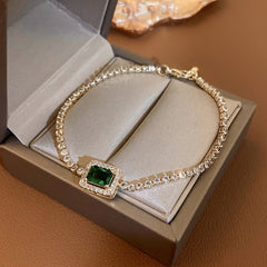 Emerald Square Charm Bracelet