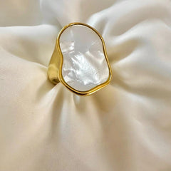 Gilded Cloud Pearl Ring – Elegant Adjustable Gold Plated Ring for Women