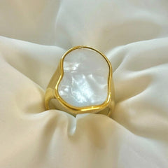Gilded Cloud Pearl Ring – Elegant Adjustable Gold Plated Ring for Women