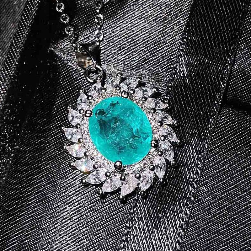 Sunflower Blue Silver Charm Necklace