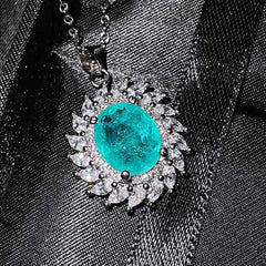 Sunflower Blue Silver Charm Necklace