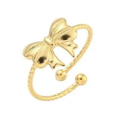 Dainty Bow Ring – Textured Band Design