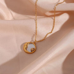 18 KT Gold Plated Dainty Shell Sun &amp; Moon necklace, Paulami (Pre-order)