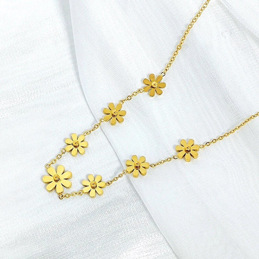 18K Gold Sunflower Charm Necklace